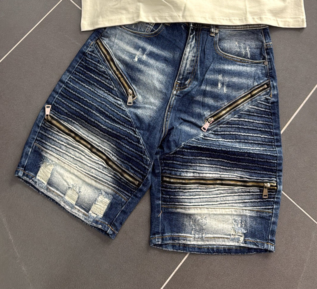Short zip (blu)